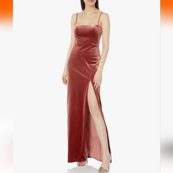 Jenny Yoo Quinn Elegant Velvet Spaghetti Strap Bridesmaid Dress Rose - Picture 1 of 16